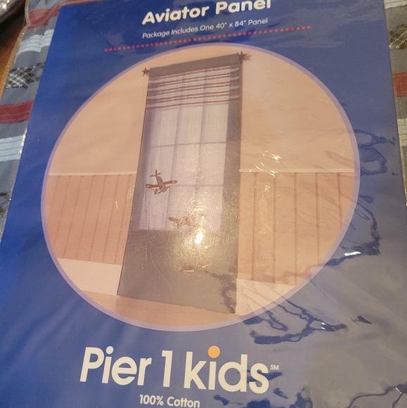 New 2 Pier 1 Kids AVIATOR CURTAINS 40X84 AIRPLANE blue red - Picture 5 of 7